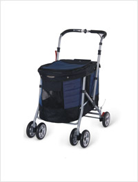 Four-Wheeled Pet Stroller with Storage Basket