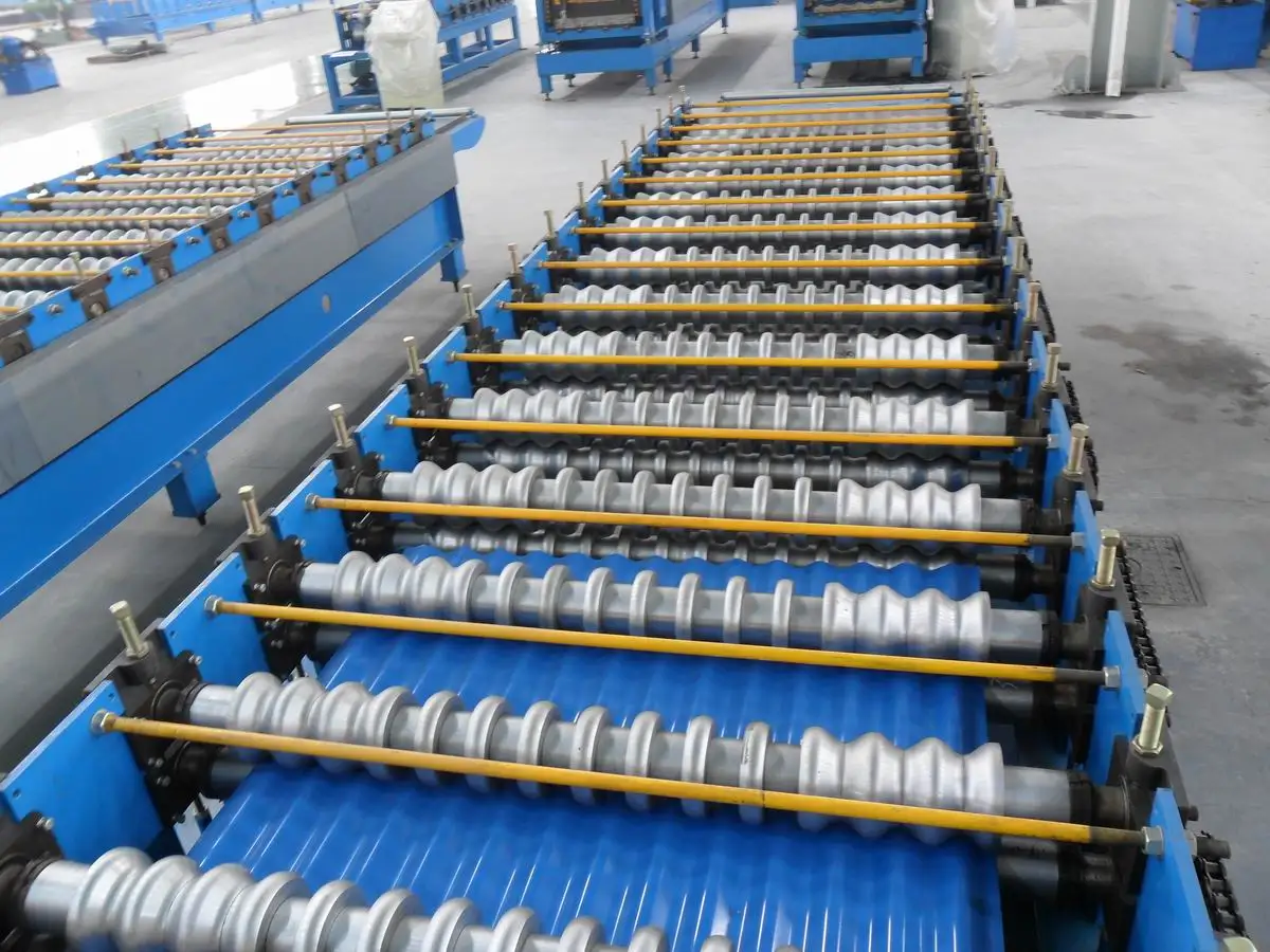 Detailed view of the metal forming rollers