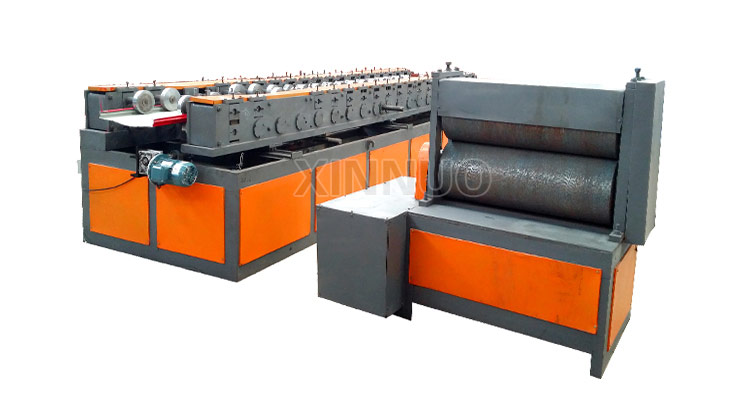 Close up of roll forming machine station