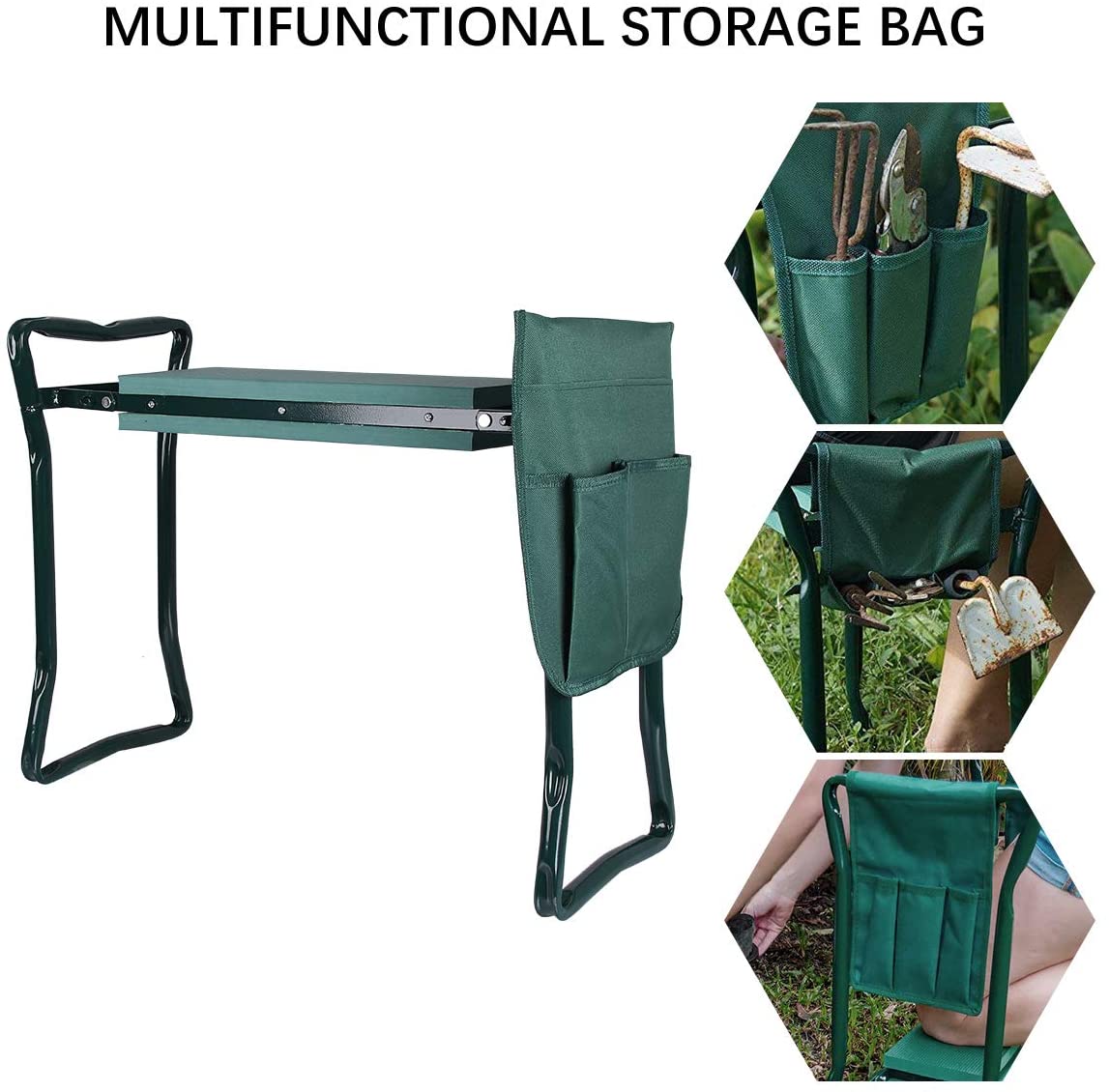 Foldable Garden Kneeler and Seat with Tool Bag