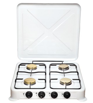 Four-Burner Portable Gas Cooker with Hinged Top