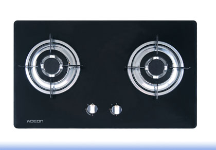 Two-Burner Black Tempered Glass Gas Hob