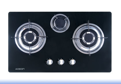 Triple Burner Tempered Glass Gas Hob
