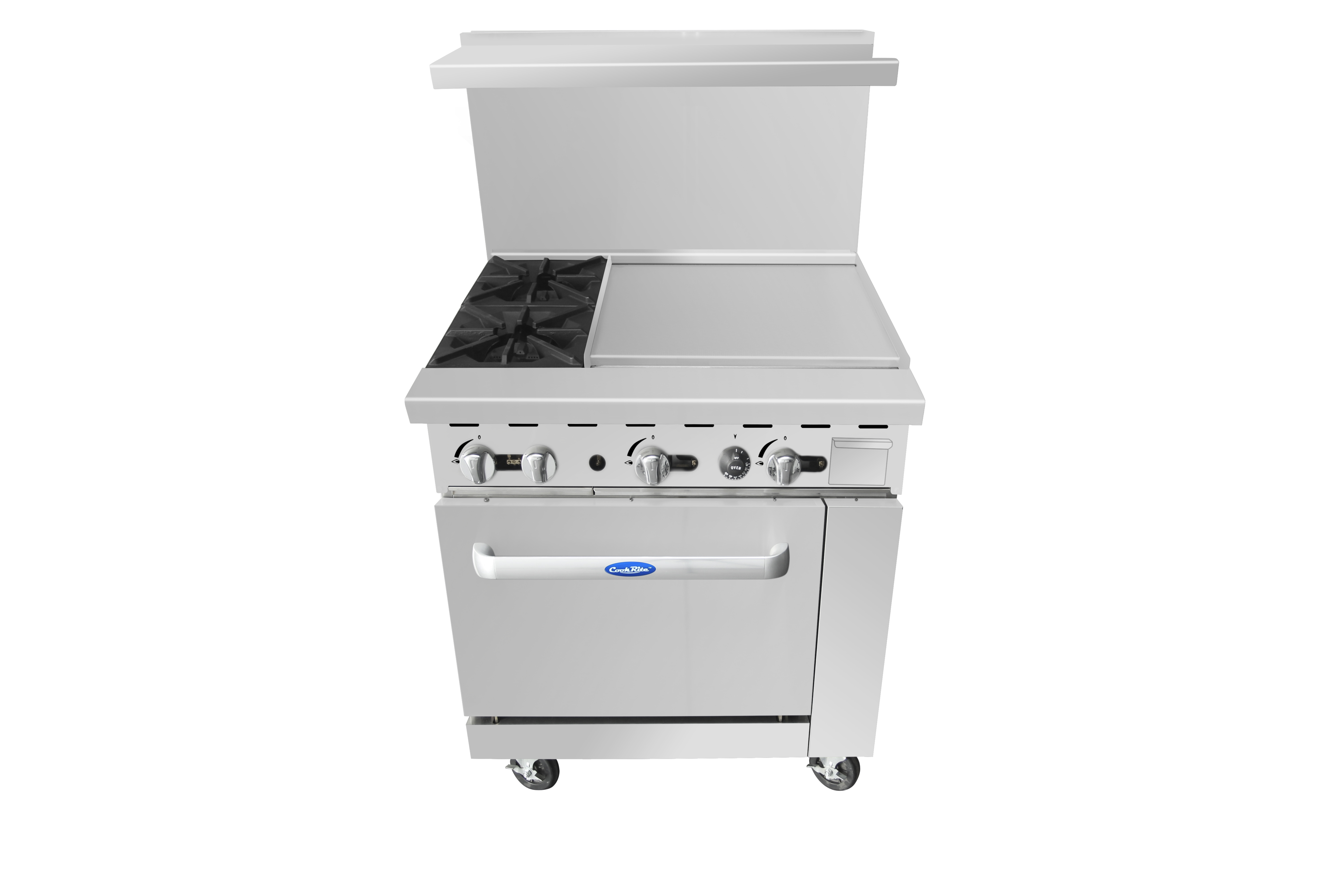 24-Inch Commercial Gas Range with Dual Burners and Griddle