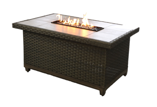 Wicker-Base Gas Fire Pit Table