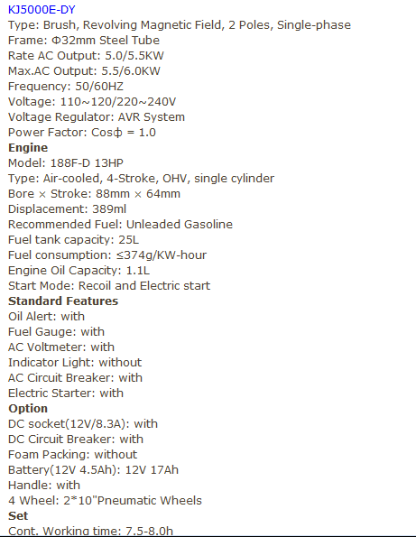 Portable Gasoline Generator with Electric Start