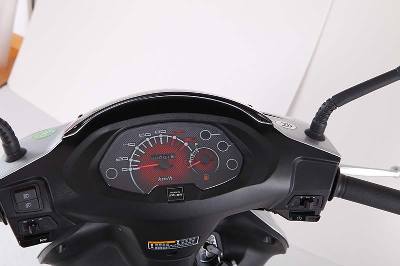 Close up of the scooter dashboard and speedometer