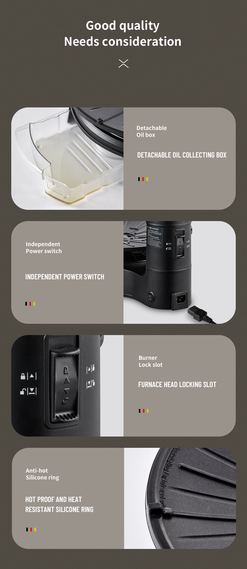 Safety components including oil box and heat resistant ring