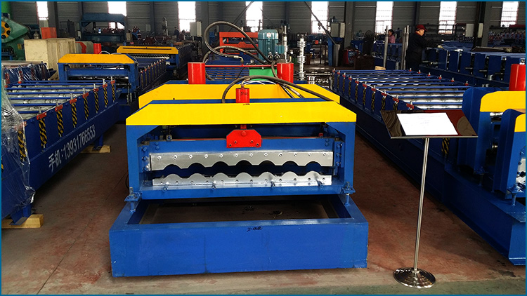 Close up of the forming rollers on the roll forming machine