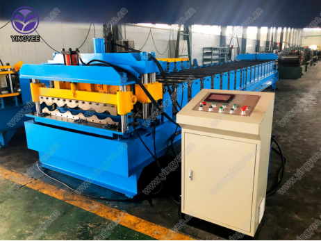 Full view of the glazed tile roof sheet roll forming machine