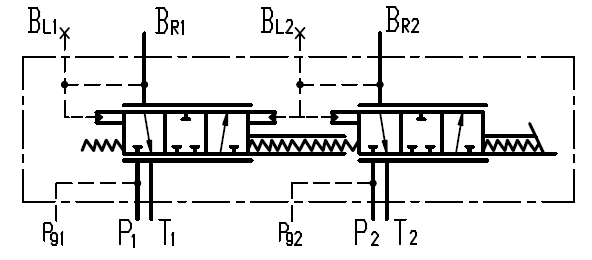 Hydraulic schematic for a dual circuit brake valve