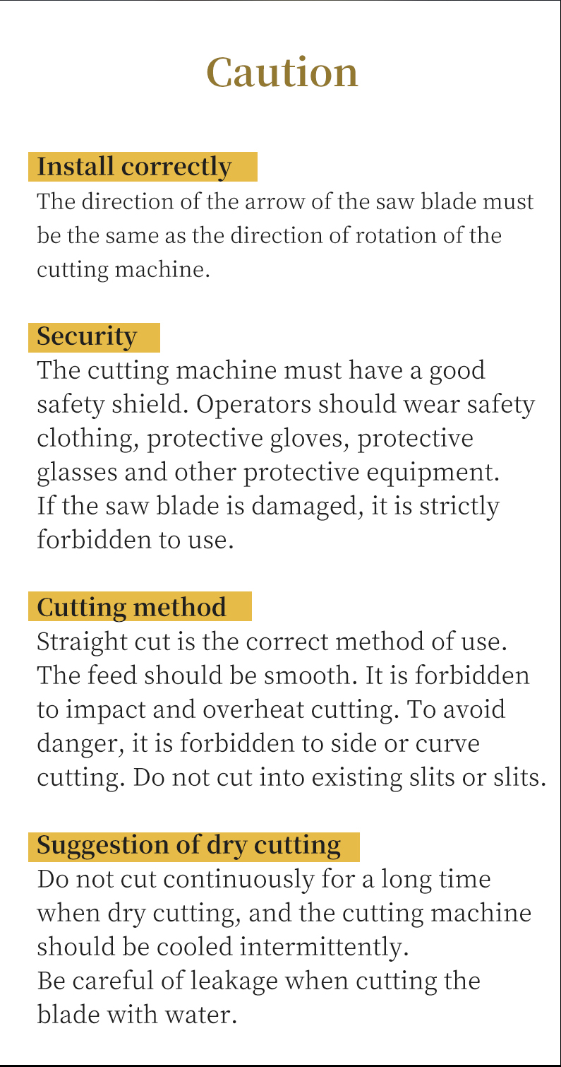 Safety infographic for diamond blade operation