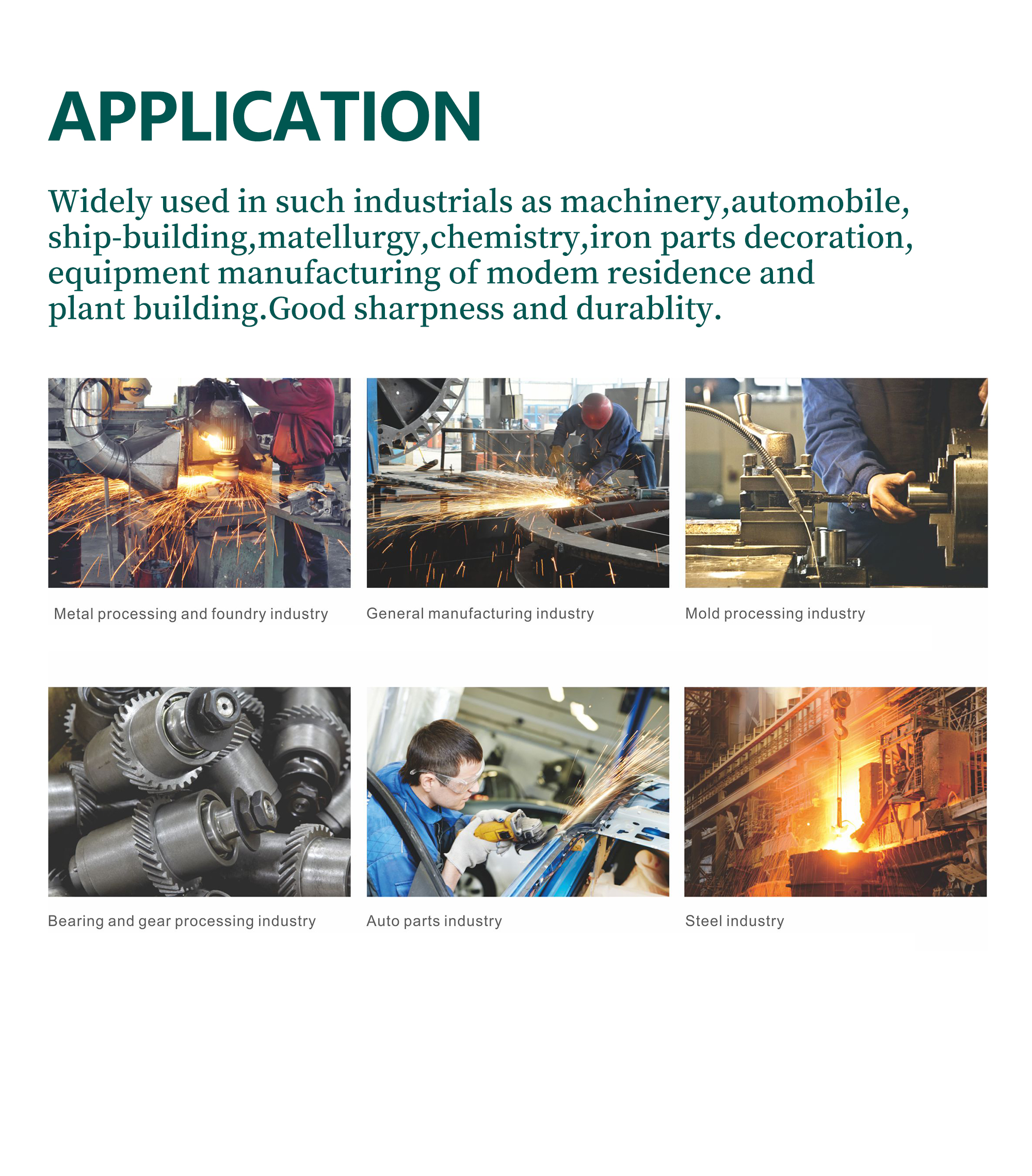Industrial application areas for cutting discs