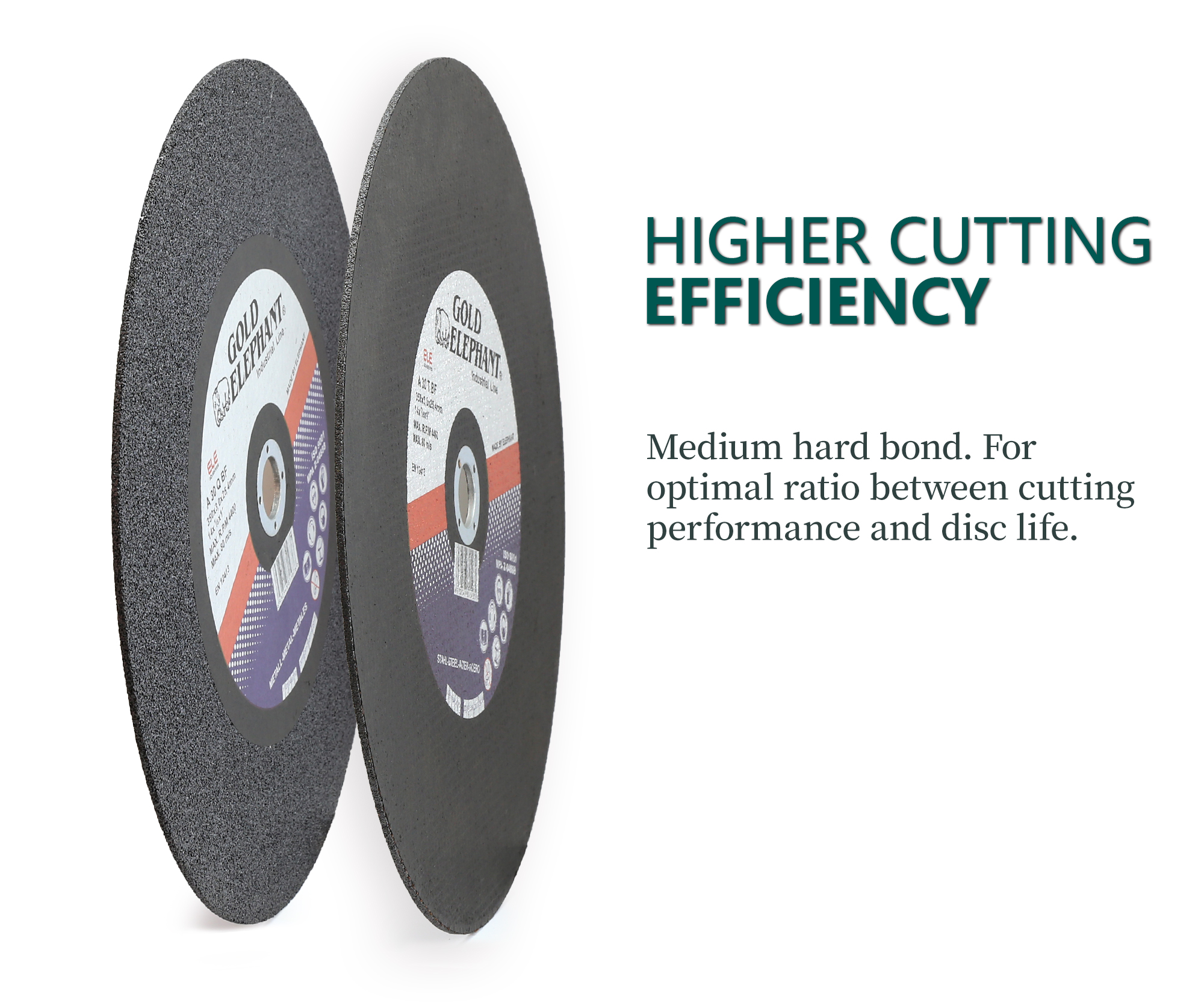 Close up of abrasive cutting wheel texture and bond information.