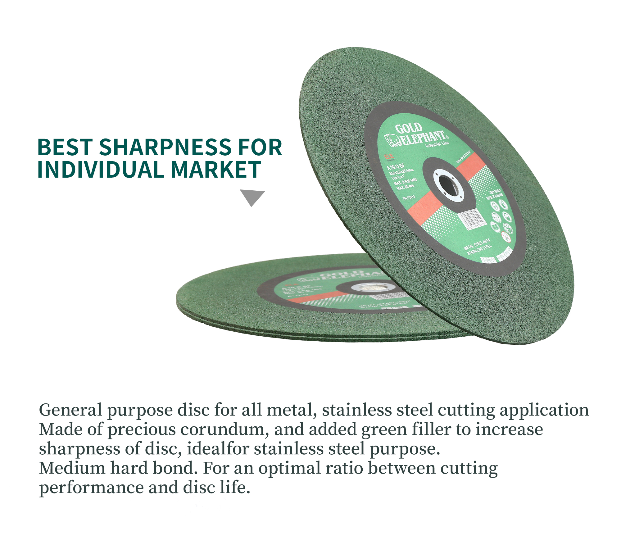 Close up of abrasive cutting disc surface