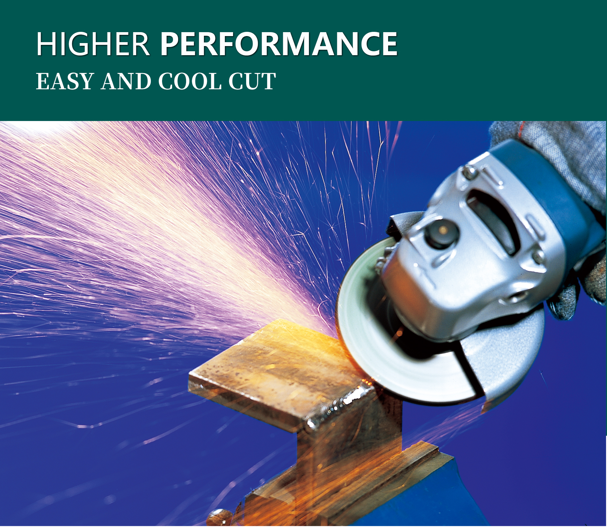 Close up of grinding wheel showing high performance cutting action