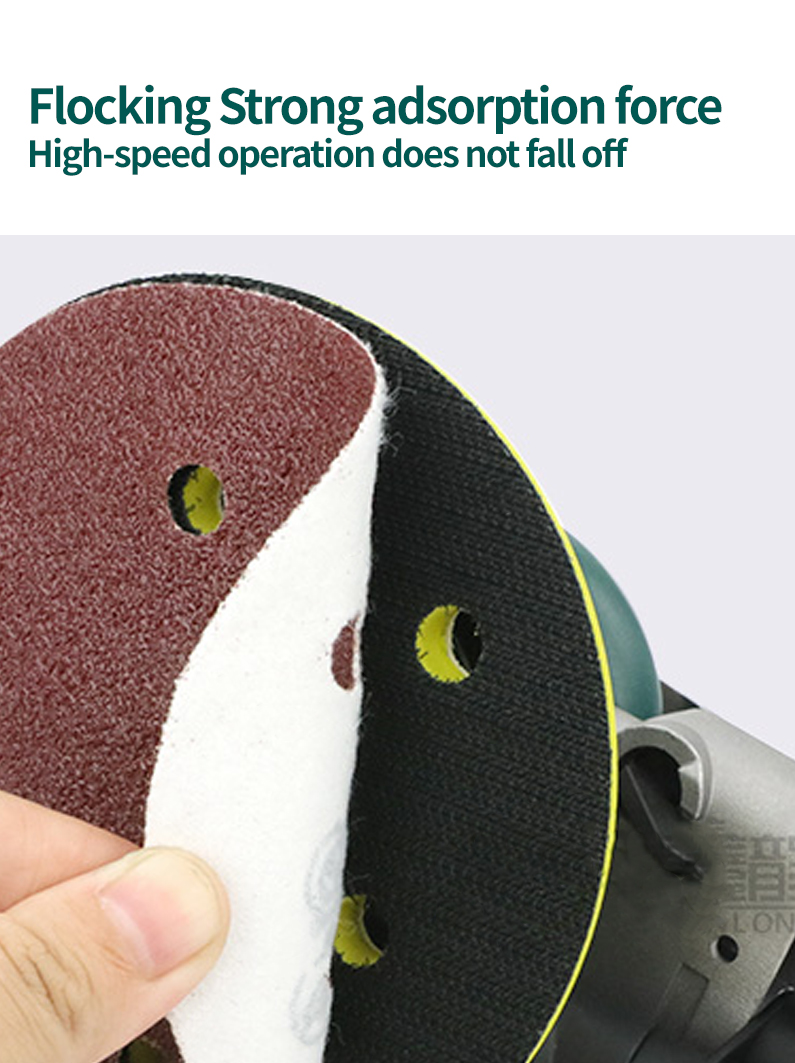 Flocked backing on sanding disc