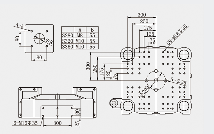 Technical drawing of the injection molding machine