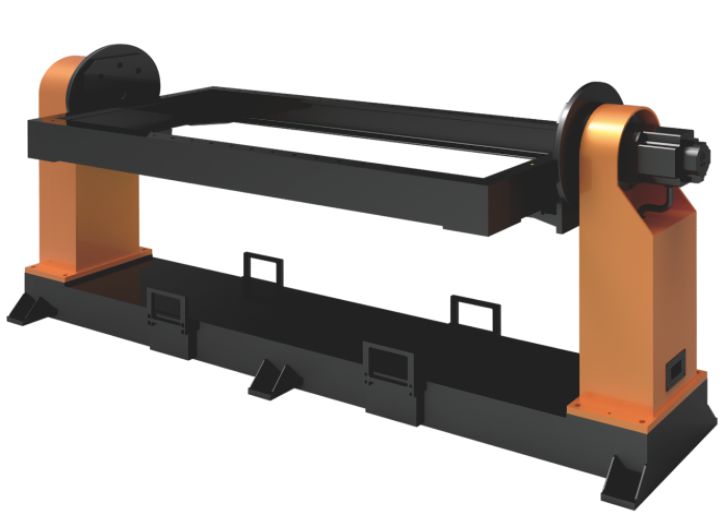 Close up of welding positioner frame and control interface