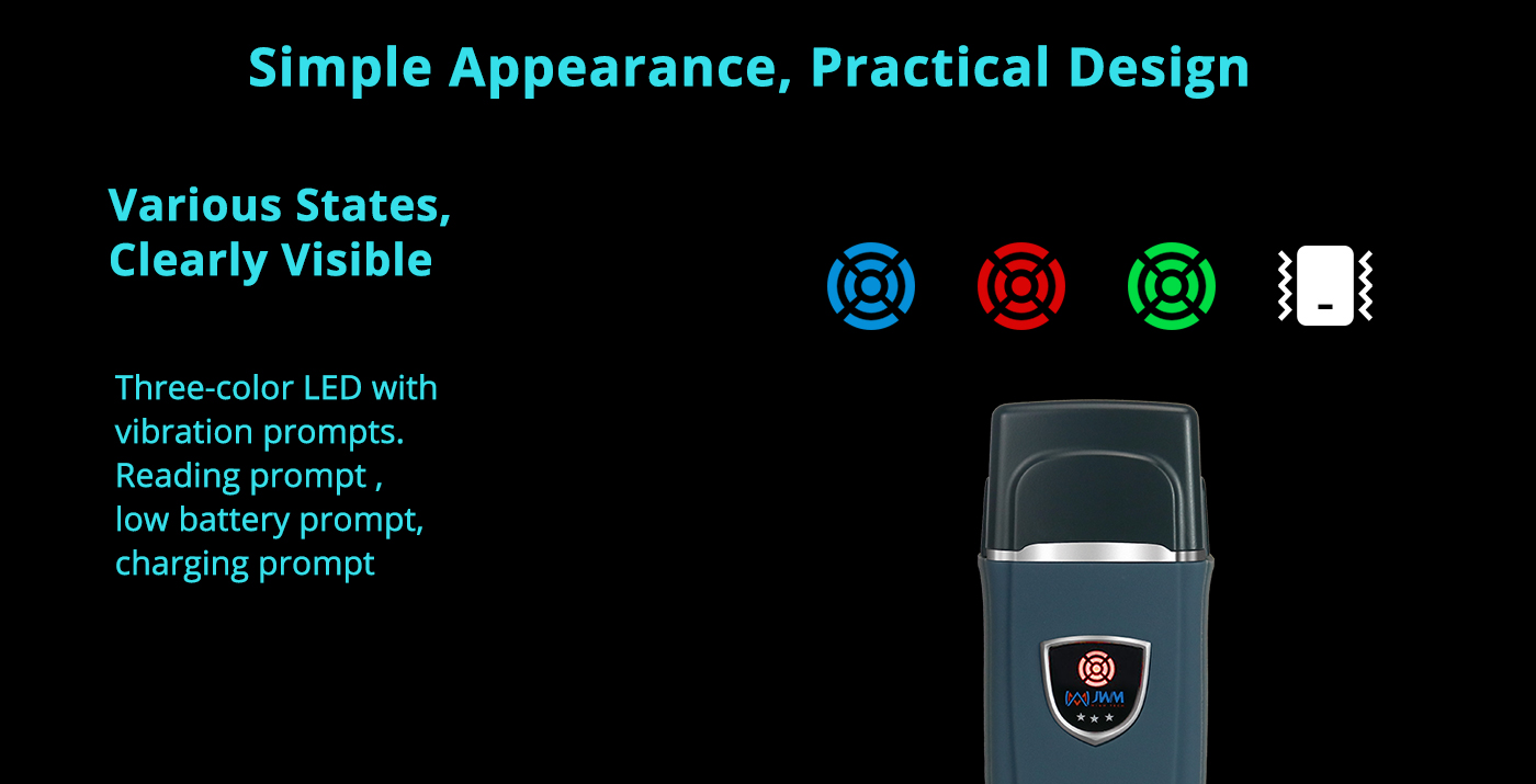 User interface showing LED and vibration feedback