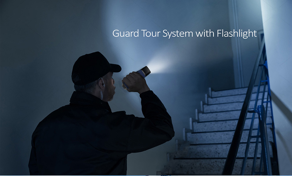 Guard tour system with integrated flashlight for security patrols