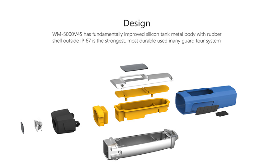 Exploded view of the guard tour system showing internal construction