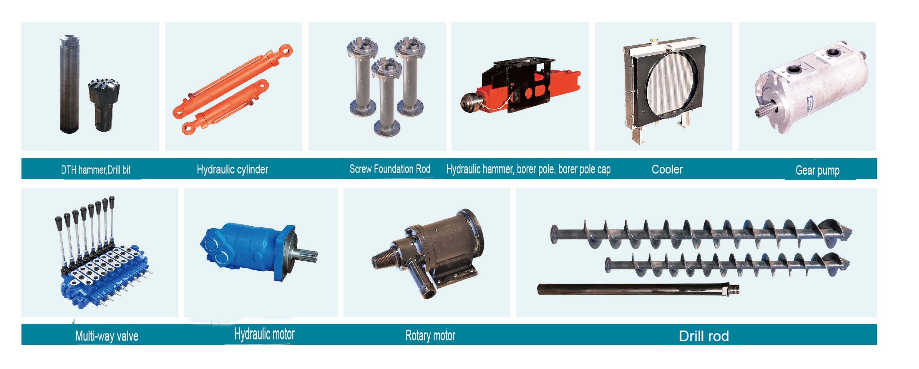 Close up of hydraulic components and drilling tools