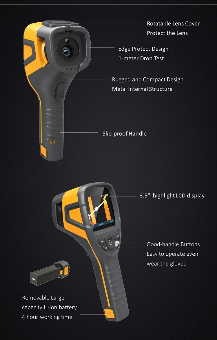 Thermal camera showing rugged design features
