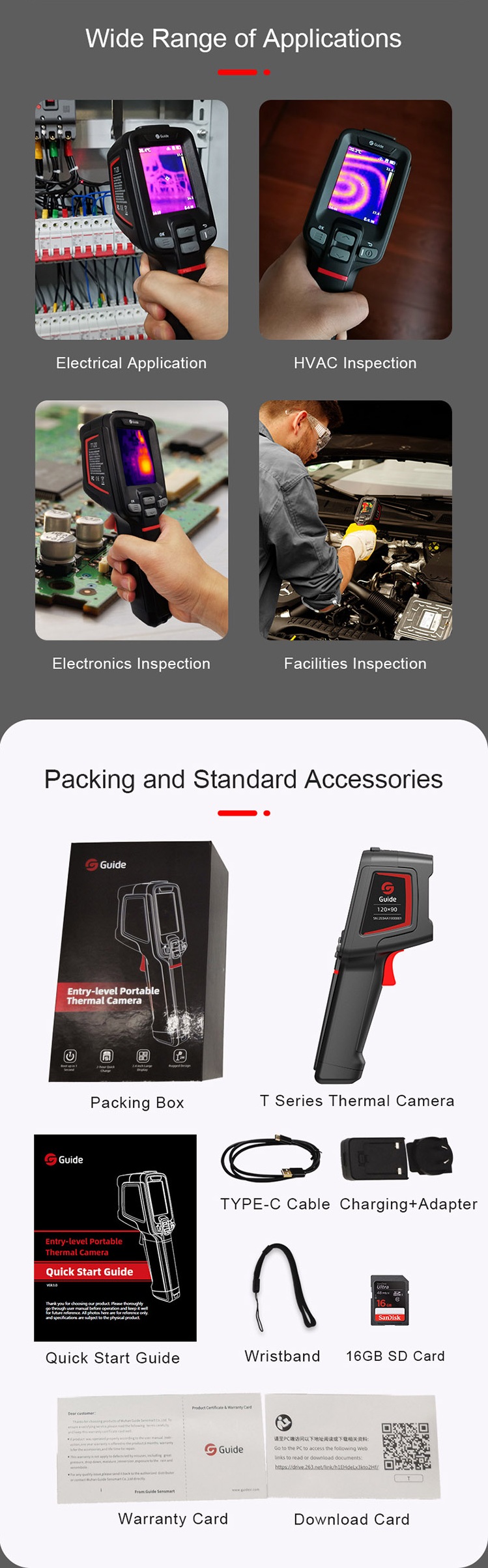 Thermal camera and included accessories kit