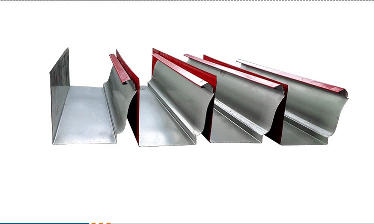 Gutter roll forming machine with red-painted components
