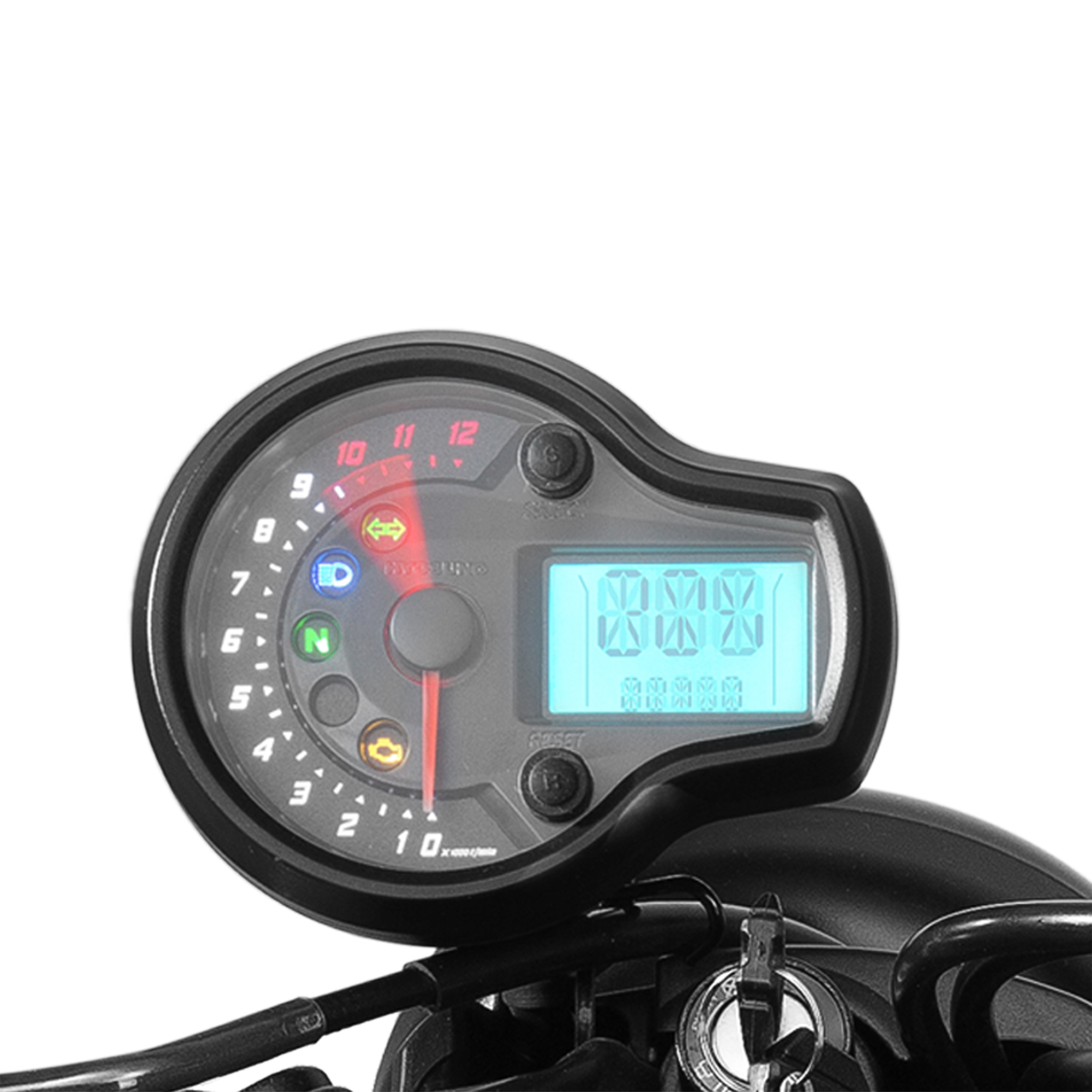 Motorcycle instrument cluster with analog and digital displays