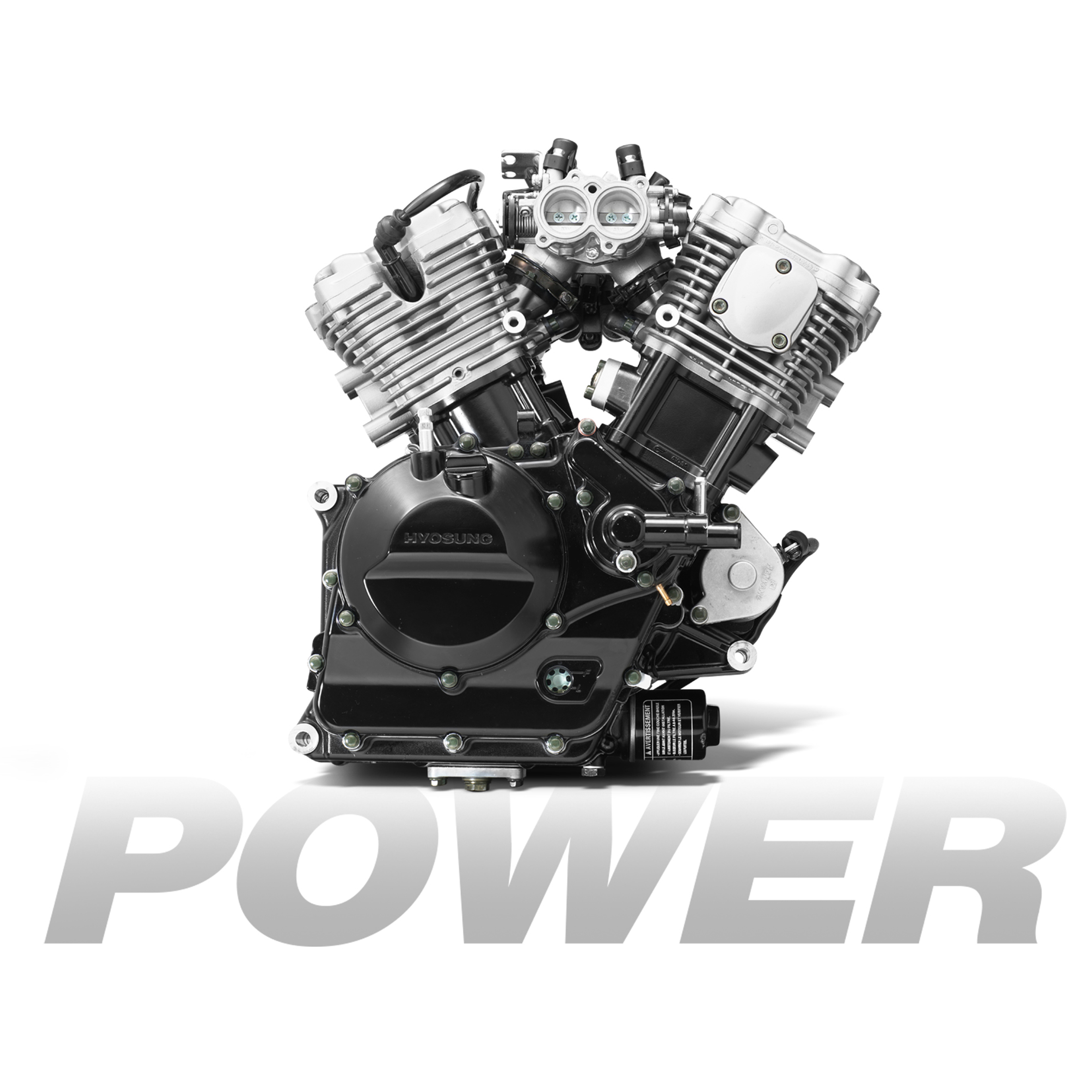 Close-up of the V-twin motorcycle engine