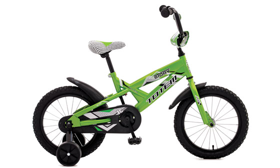 Green Children's Beginner Bicycle with Training Wheels