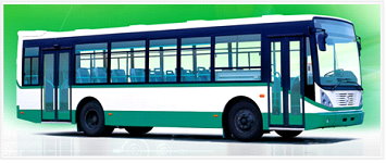 City Bus with White and Green Color Scheme
