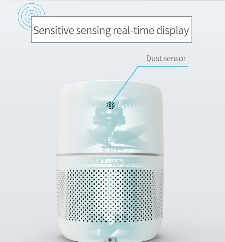 Close up of the air purifier sensor technology