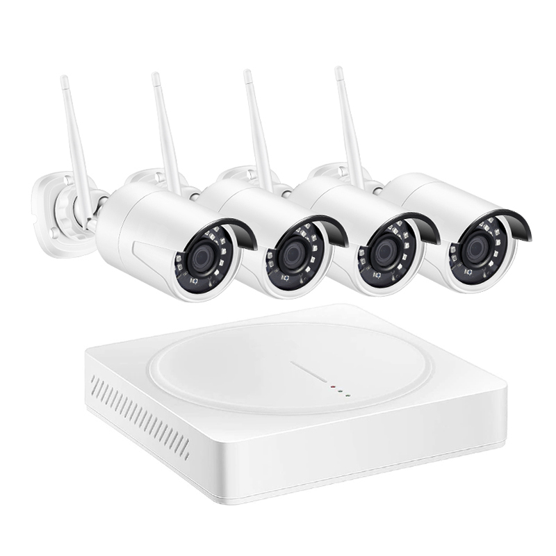 Wireless camera system overview showing NVR and multiple cameras