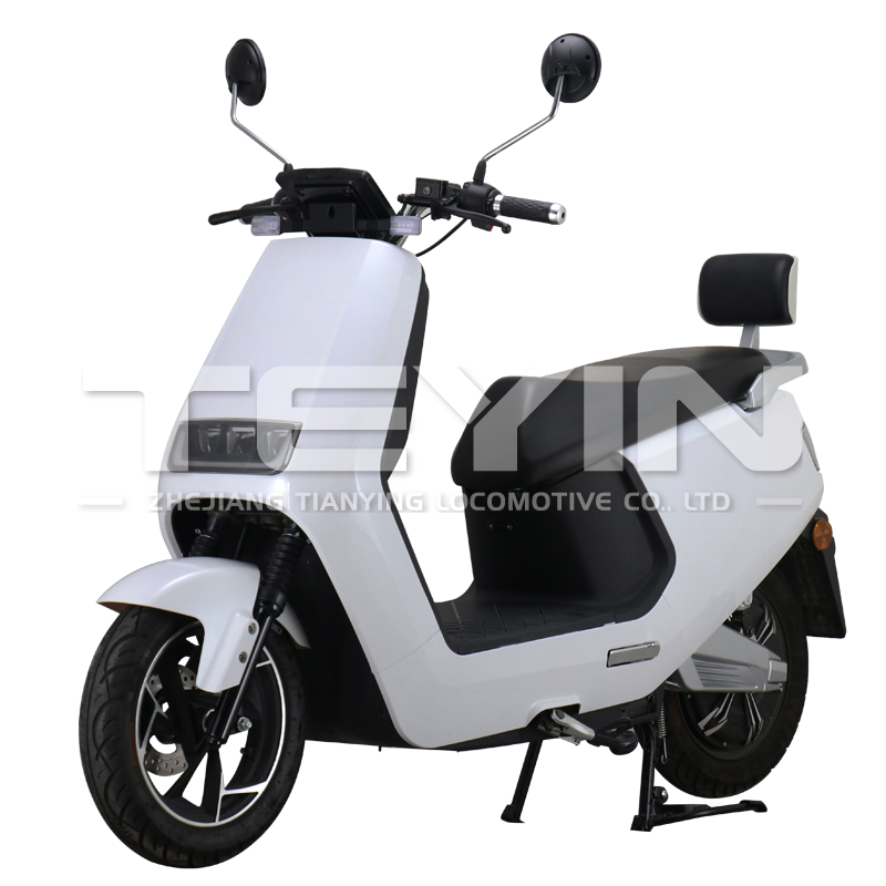 Modern electric commuter scooter with white finish and headrest