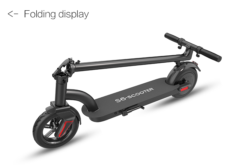 Scooter in folded position for storage.