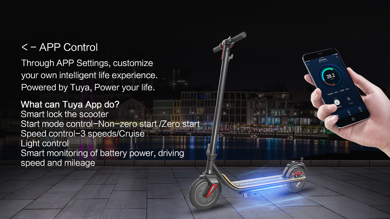 Smartphone app interface for scooter control