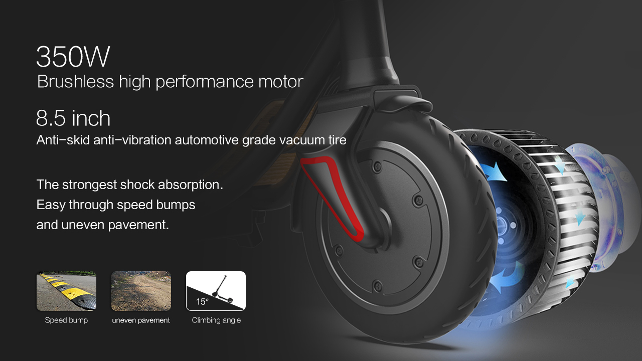 Scooter motor and tire close up