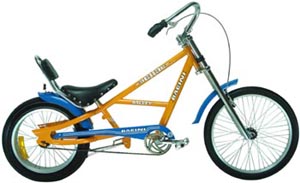 Vintage-Style Orange and Blue Chopper Bicycle