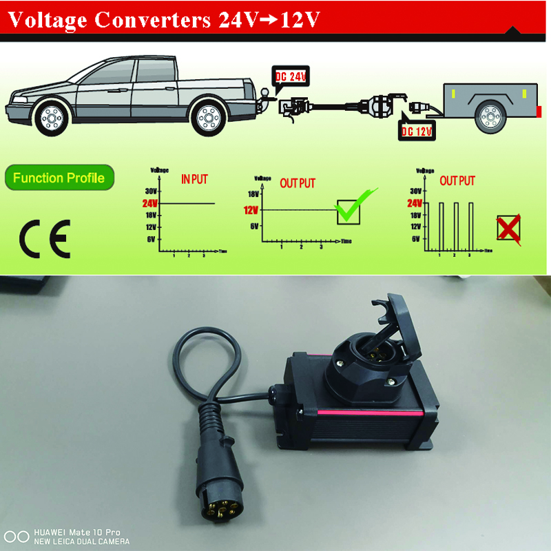 24V to 12V DC Voltage Converter for Halogen Towing Lamps