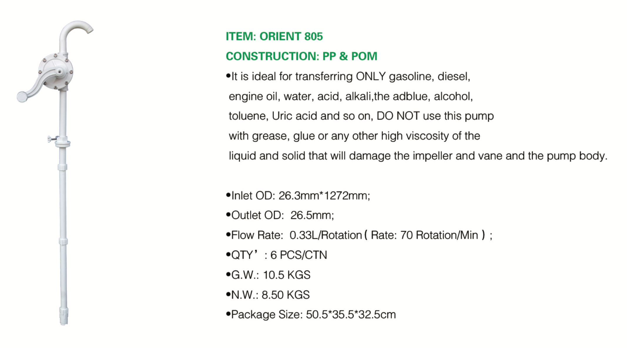 Manual Chemical Transfer Pump