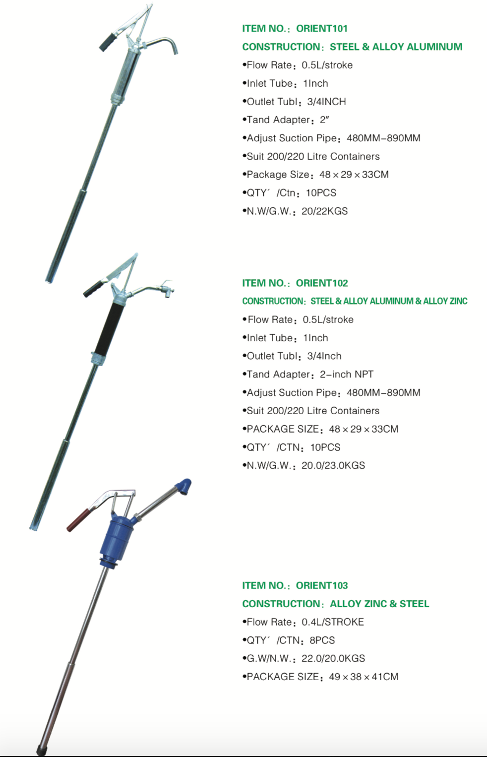 Hand Lever Action Oil Pump for 200/220L Containers