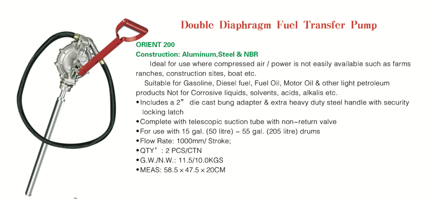 Manual Lever Diaphragm Pump for Fuel Transfer