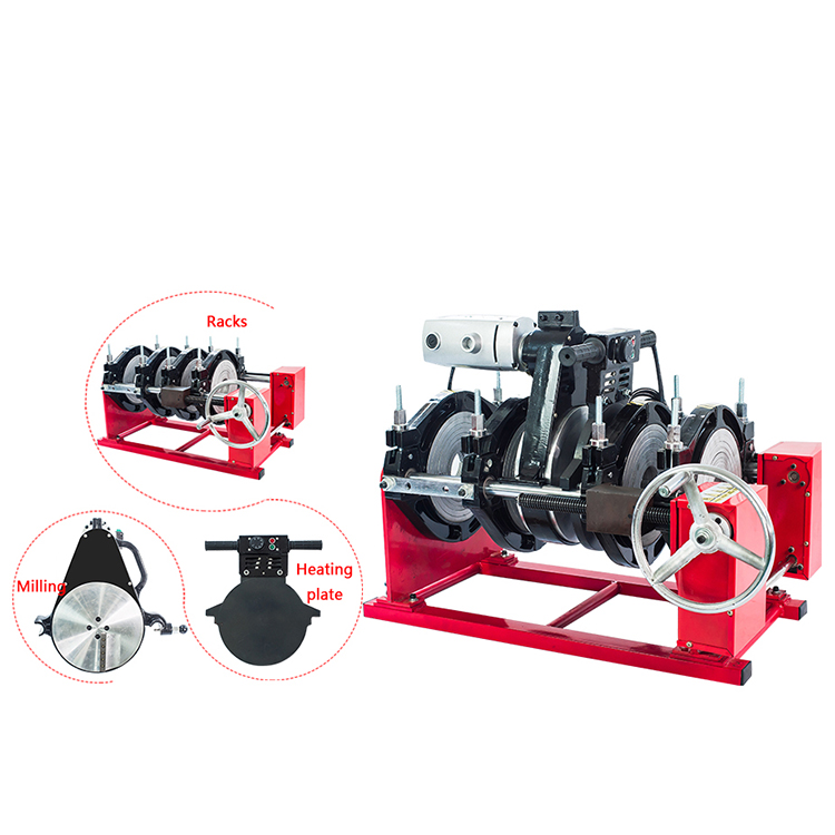 Components of the manual butt fusion machine including racks and heating plate