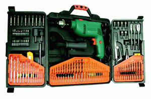 Power Drill and Hand Tool Set with Case