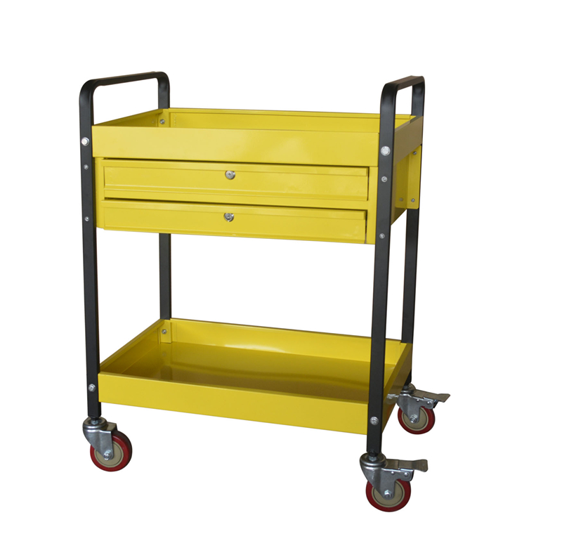 Metal Utility Cart with Locking Drawers