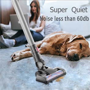 Vacuum cleaner operating quietly in a home environment