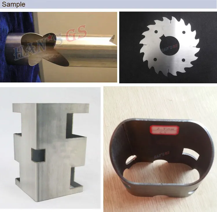 Close up of metal samples cut by the fiber laser machine